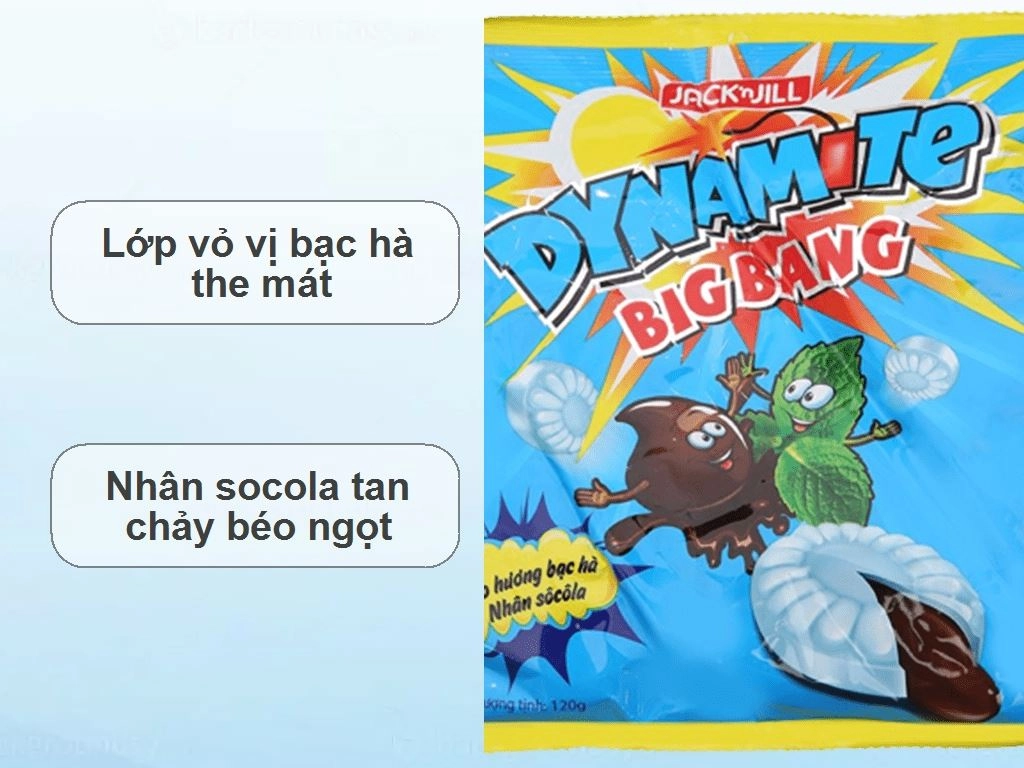 Kẹo hương bạc hà nhân socola Dynamite Big Bang gói 120g