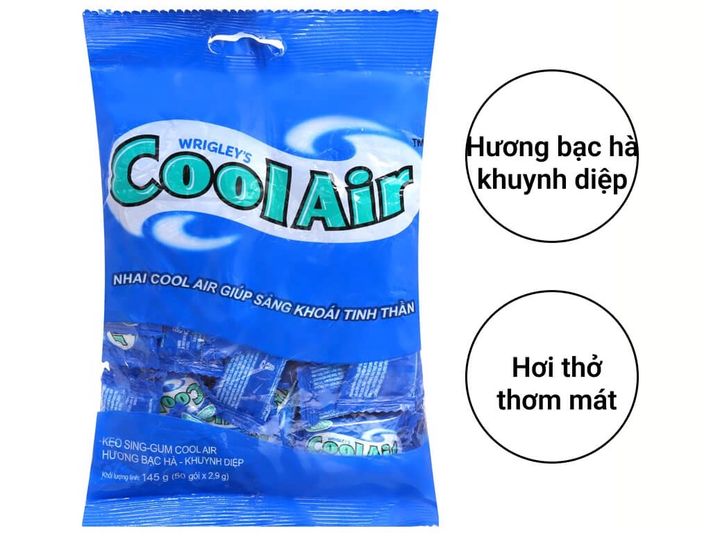 Kẹo sing-gum Cool Air hương bạc hà khuynh diệp gói 145g