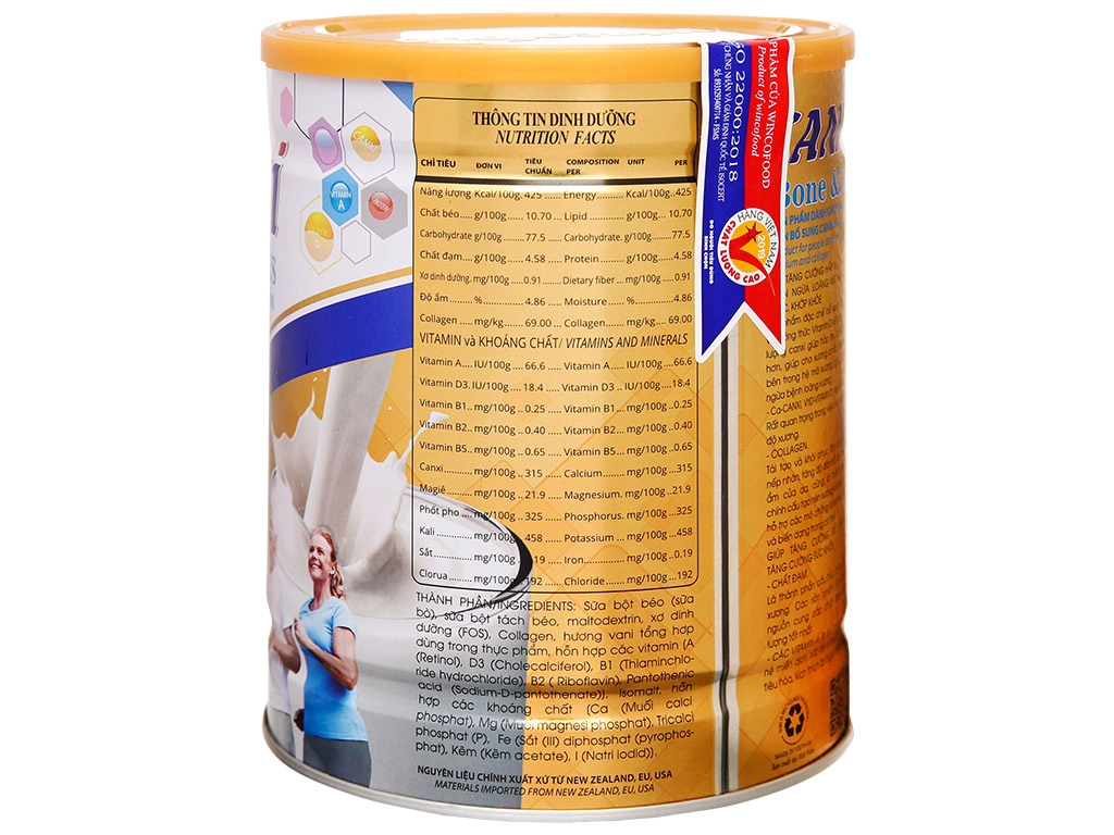 Sữa bột Wincofood Canxi Bone & Joints hương vani lon 800g