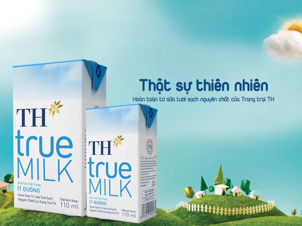 Lốc 4 hộp sữa tươi tiệt trùng ít đường TH true MILK 110ml