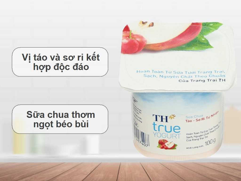 Lốc 4 hộp sữa chua ăn TH True Yogurt táo sơ ri tự nhiên 100g