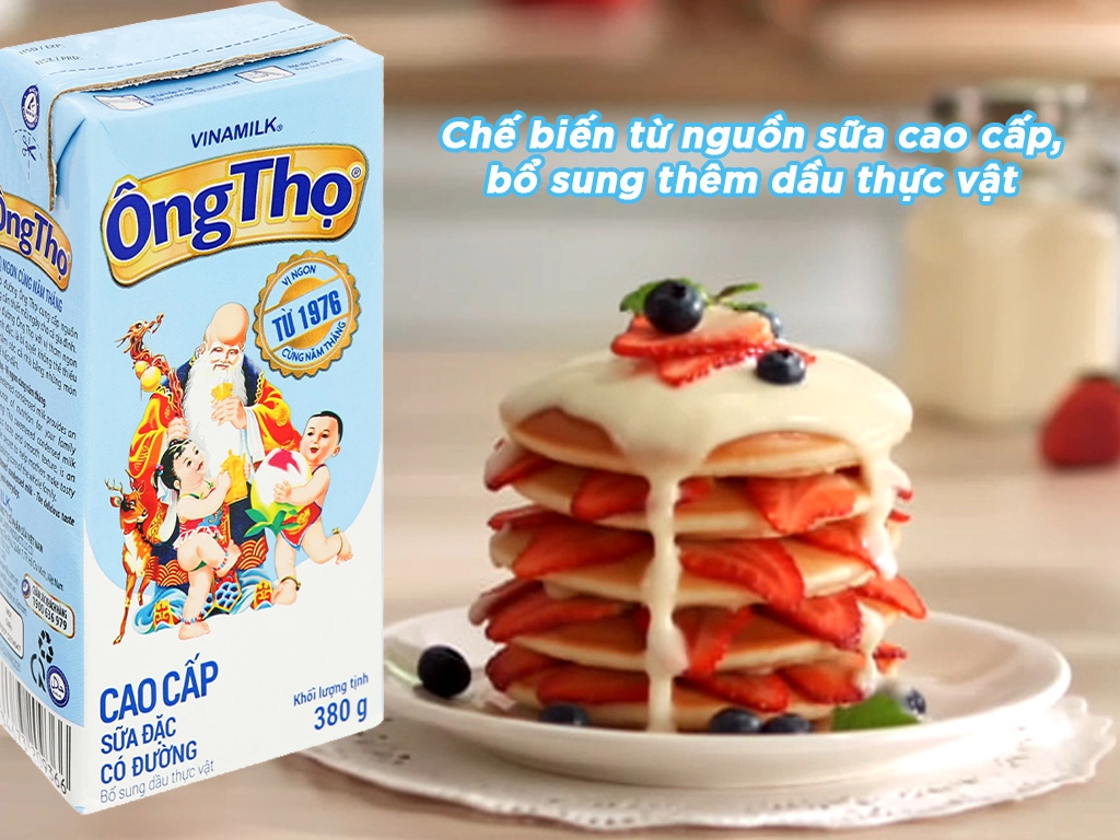 Sữa đặc có đường Ông Thọ Trắng nhãn xanh hộp 380g
