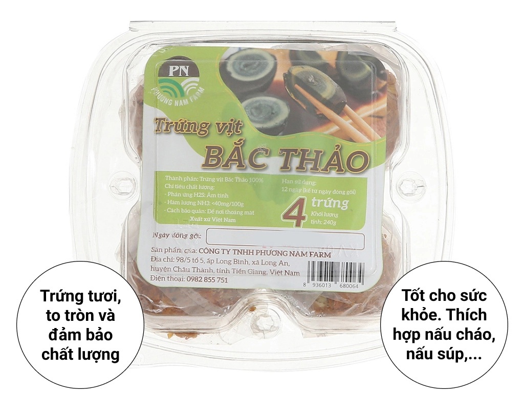Trứng vịt bắc thảo Phương Nam hộp 4 quả